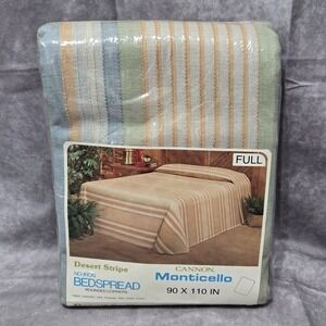 Vintage Cannon Monticello No Iron Bedspread Desert Stripe Full Rounded Corners